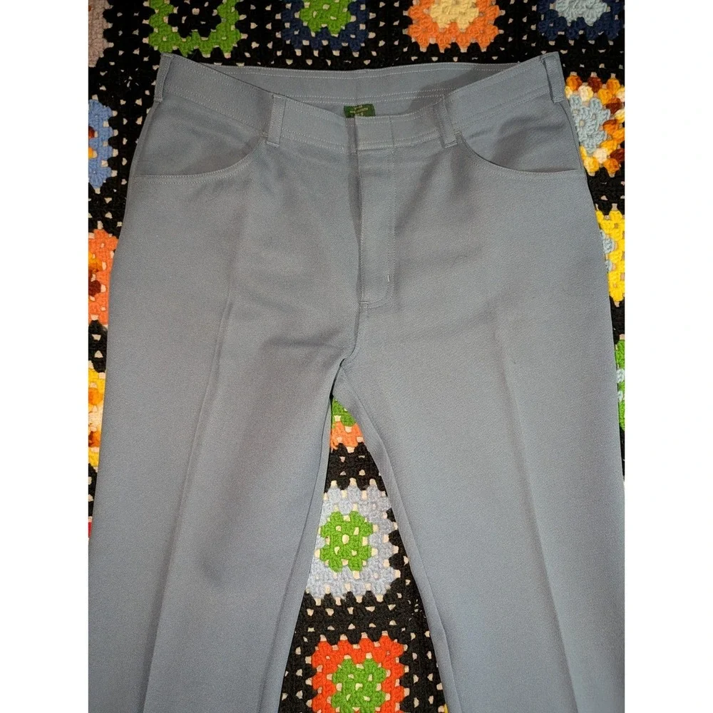 Vintage Scandia Woods Business Pants 1970s Polyester Blue Size‎ 35x25.5